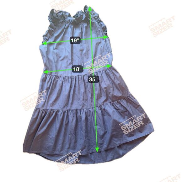 MAZIK Blue Ruffled Collar and Sleeves Tiered Mini Short Dress 100% Cotton Sz M - Picture 10 of 12